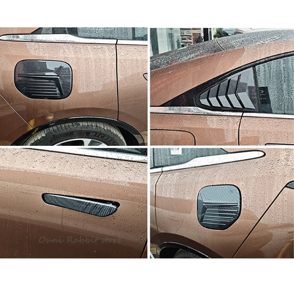 For Mazda 6e EZ-6 J90A 2024~2026 Car Carbon Fiber Door Handles, Rear Quarter Louvers, Fuel Tank/Electrical Box Cover Accessories view 3