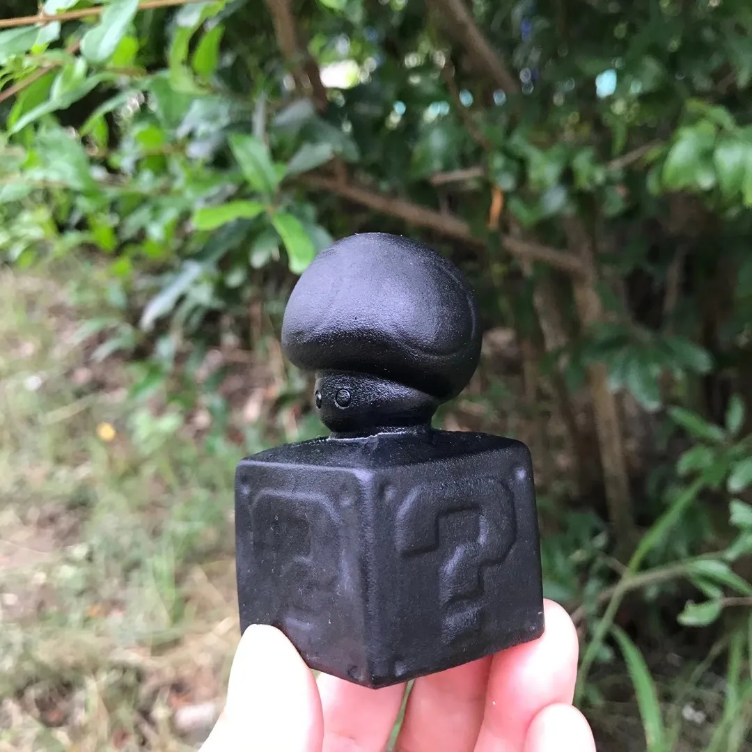 Black Obsidian Carved Mushroom Question Mark Cube Crystal Quartz Natural Stones Ornaments Reiki Healing Decoration Modern