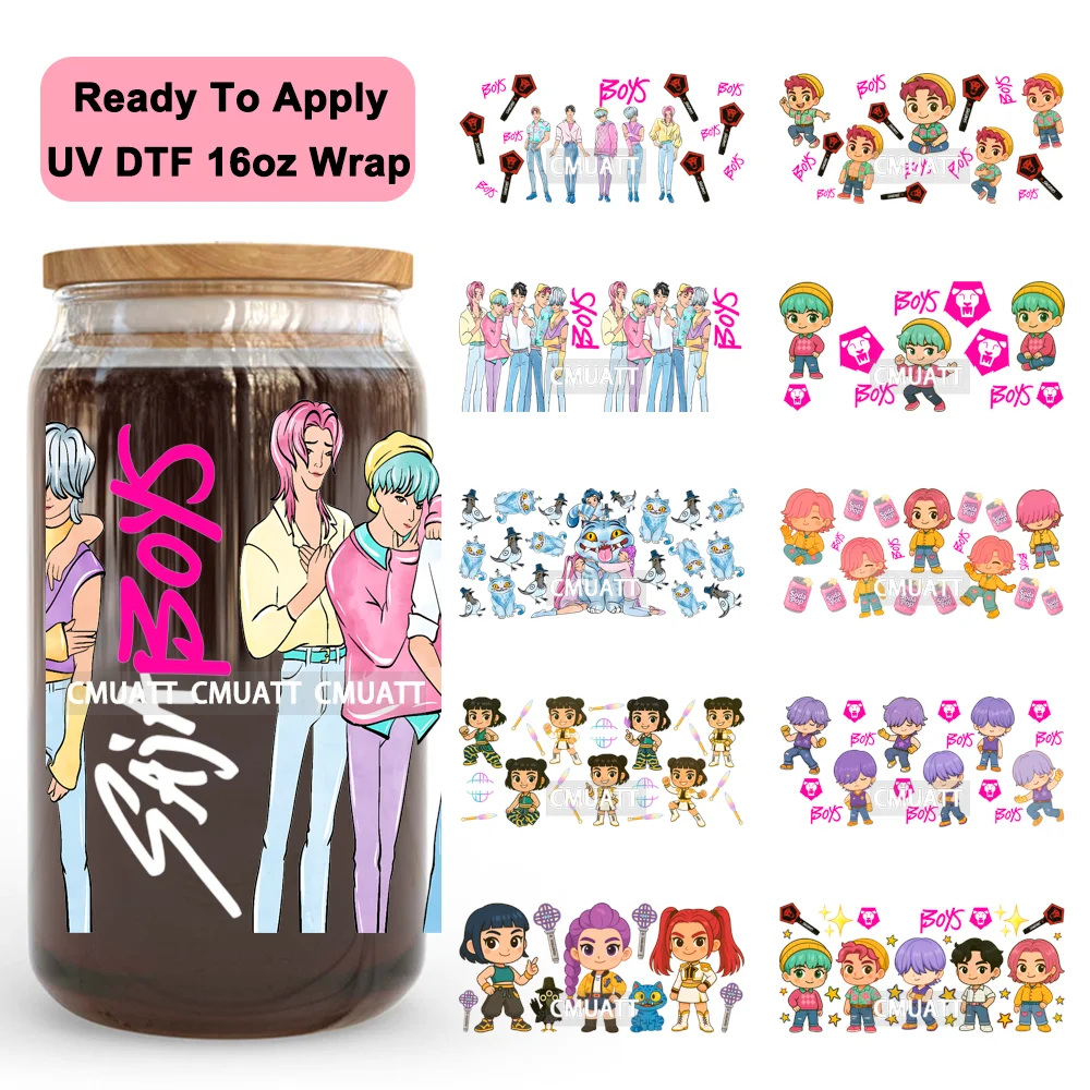 

Kpop Soda Boys Demon Hunters Movie Fan UV DTF Cup Wrap Ready To Apply Transfer Stickers Waterproof For Libbey Glass Can Tumbler