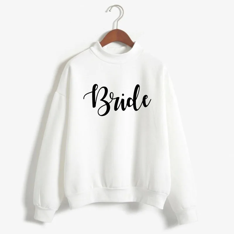 Bride Print Women Bachelorette Wedding Party Sweatshirt Korean O-neck Knitt Pullover Thick Autumn Candy Color women Clothes