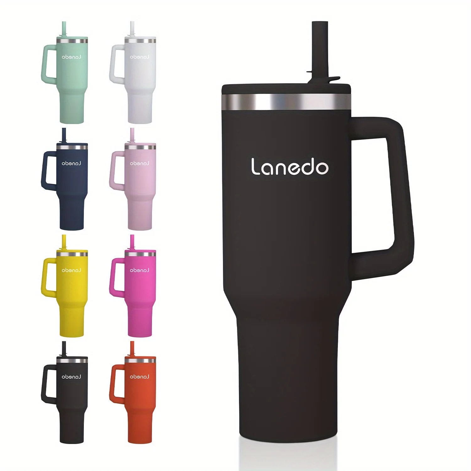 

1pcs 40oz vacuum insulated cup, including straw, perfect for travel and outdoor use, perfect for coffee, tea, etc. - black