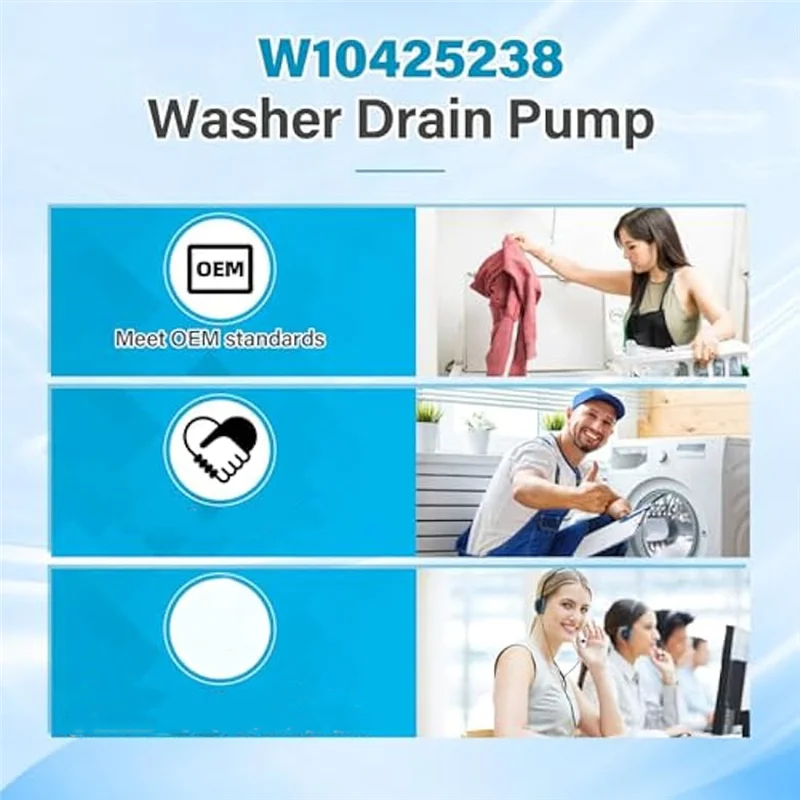 

High Quality-W10425238,W10605427 Washer Drain Pump,Washer Water Pump Motor Replacement For W10799064,W10799065,W10903216,W109180