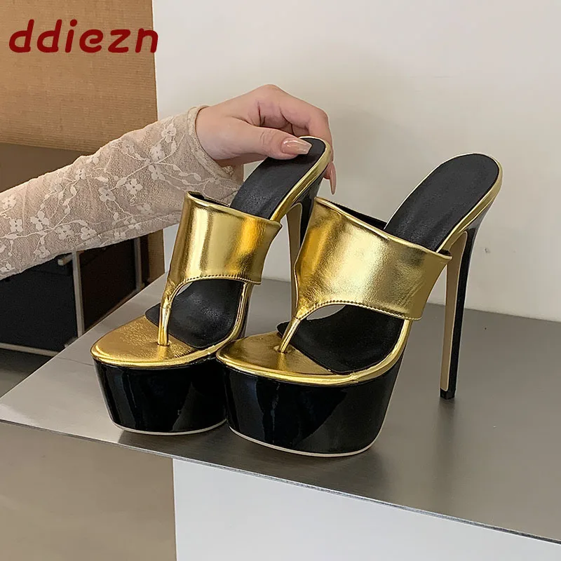 Neu in der Mode: Peep-Toe Super High Heels Pantoletten für Damen, Plateau-Pumps, Flip-Flops, Sandalen, Party-Damenpantoletten, Slides-Schuhe.