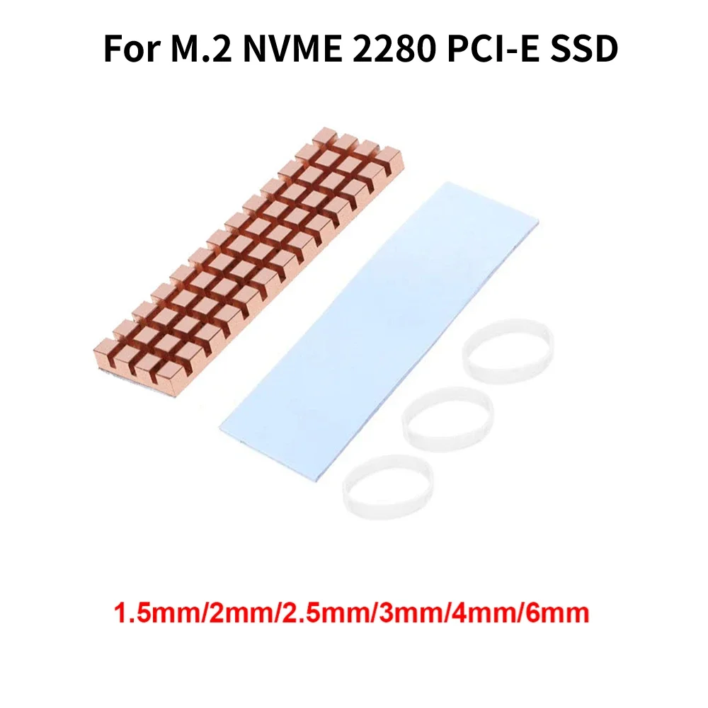 M.2 Cooling Heat Sink Thermal Pads Heat Dissipation Radiator 1.5/2/2.5/3/4/6mm for M.2 NGFF SATA PCI-E NVME SSD Heatsink