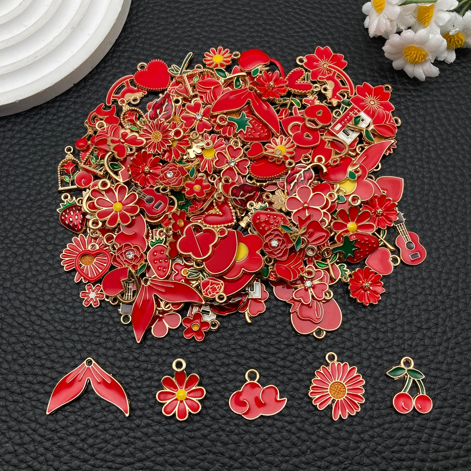 20/50/100pcs Bright Red Charm Assortment - DIY Craft Materials for Handmade Earrings, Bracelets, Necklaces & Keychain/Bag Access - view 2