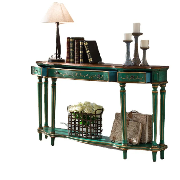 CX solid wood entrance table three buckets against the wall narrow side cabinet sofa back few