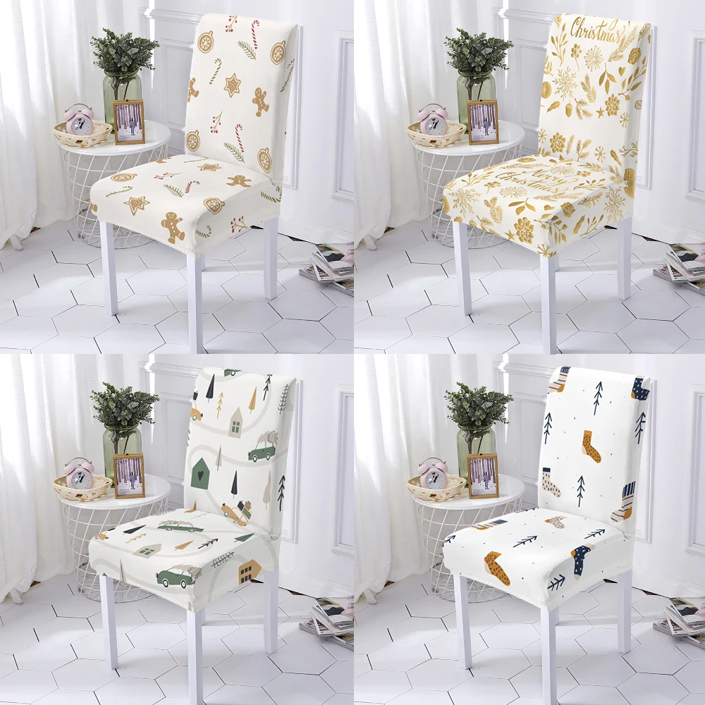 

Christmas Dining Chair Cover Stretch Tiger Leopard Chair Slipcover Seat Covers for Dining Room Chairs Protector Home Decor