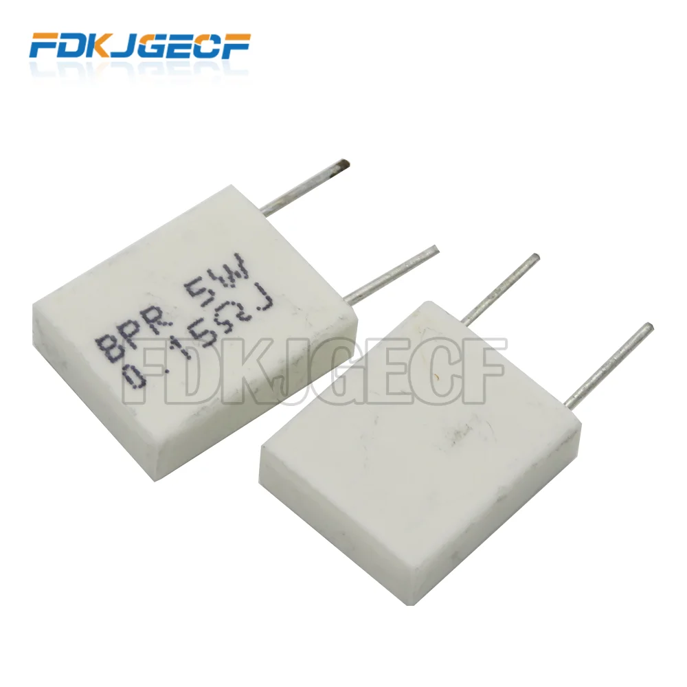 10pcs BPR56 5W resistor cerâmico Não-indutivo do cimento 0,01 0,02 0,05 0,15 0,25 0,47ohm 0.1R 0.22R 0.33R 0.2R 0.5R