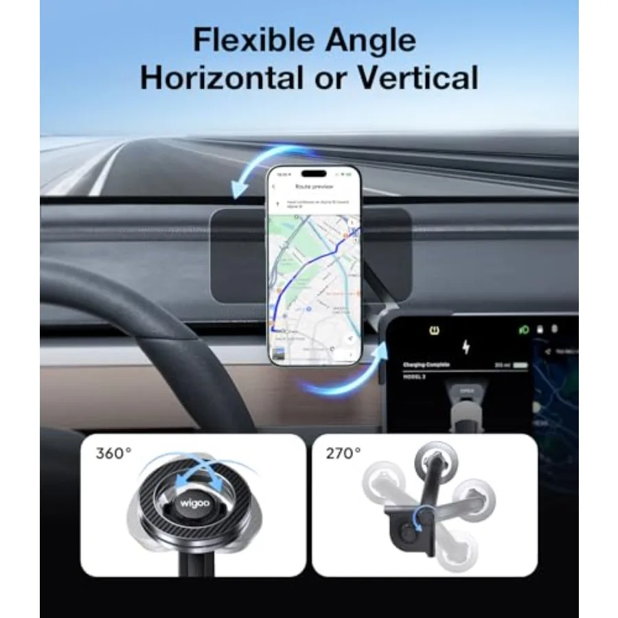 Magnetic Phone Mount for Model 3/Y/S/X Accories, Strongest Magnet and No Blocking View Screen Side Magnetic Holder for Magsafe