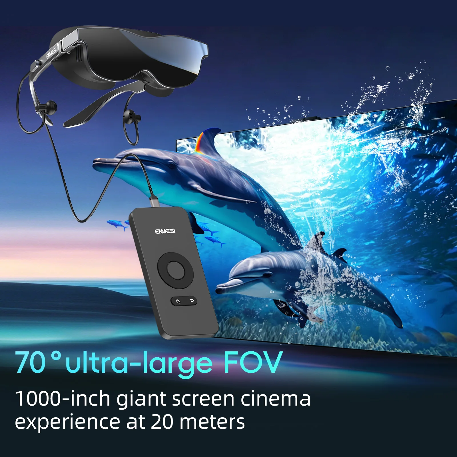 ENMESI V60 AR Glasses 70° FOV 1080P USB-C Head Mounted Display Portable Smart Eyeglasses