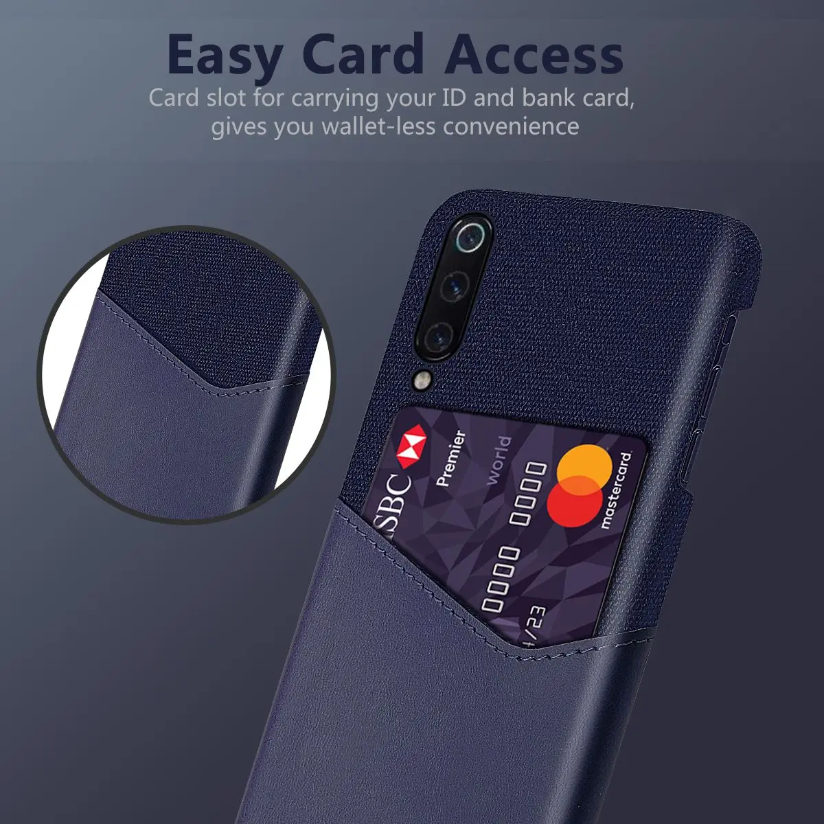 For Xiaomi Mi 9 Mi 9 SE Case PU Leather Card Slot Fabric Cloth Splicing Slim PC Hard Cover For Xiaomi Mi9 Lite Mi 9T Mi A3 Case