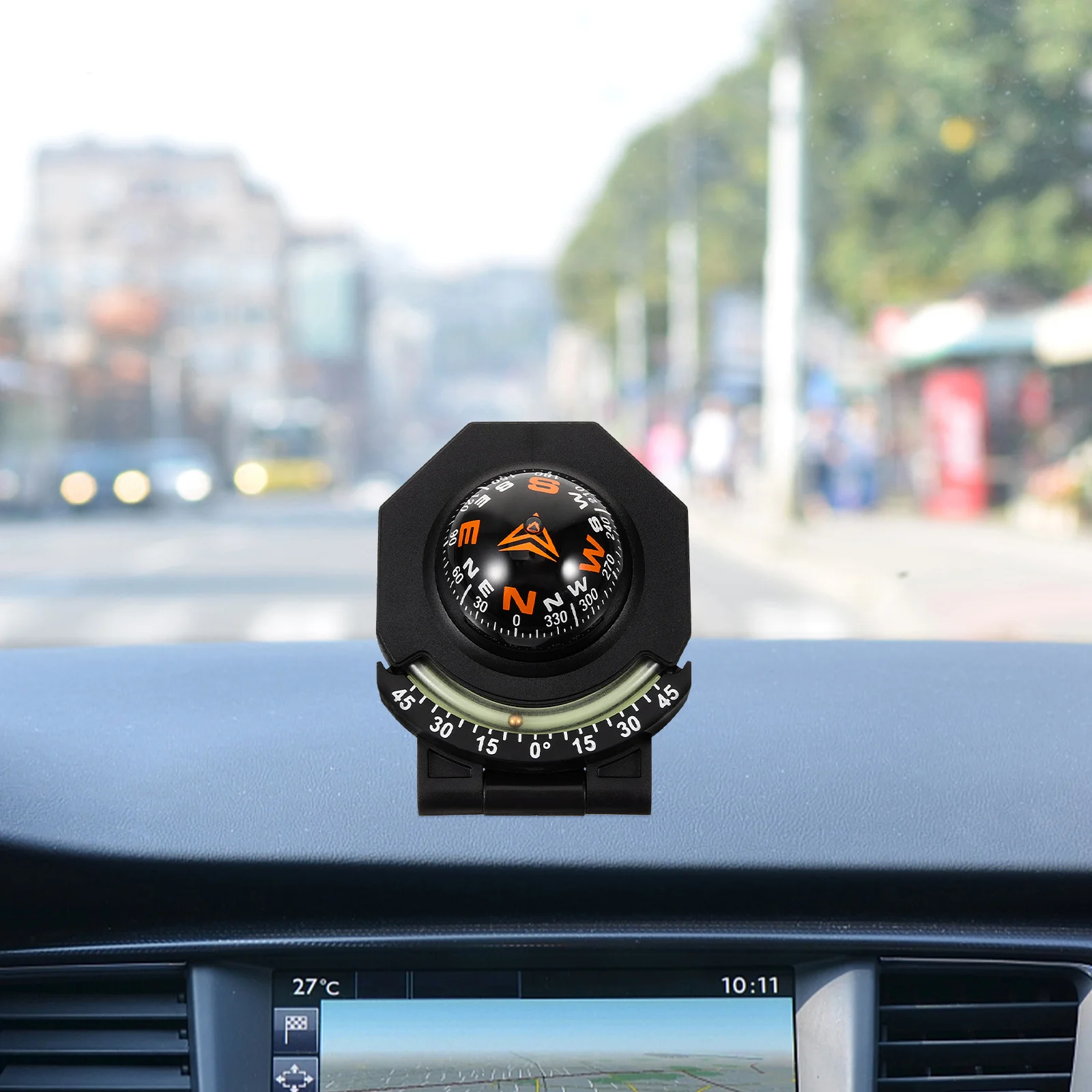 Glow-in-the-dark Car Compass Ball Foldable Adjustable Measurement Tilt Angle Traceless Double-sided Tape Decoration Automotive