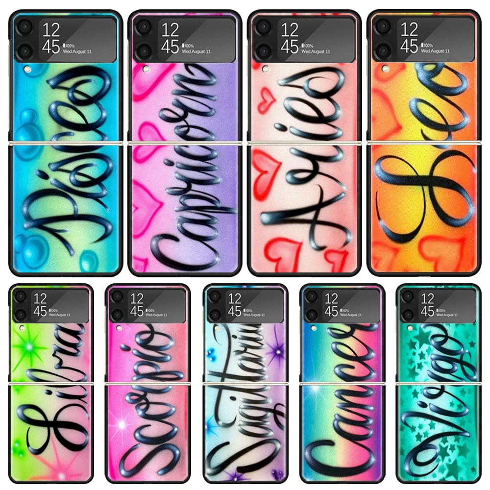 Aries Leo Libra Pisces Virgo Capricorn Phone Case For Samsung Galaxy Z Flip3 Flip4 Flip5 Flip6 PC Shell For Z Flip 3 4 5 6 Hard