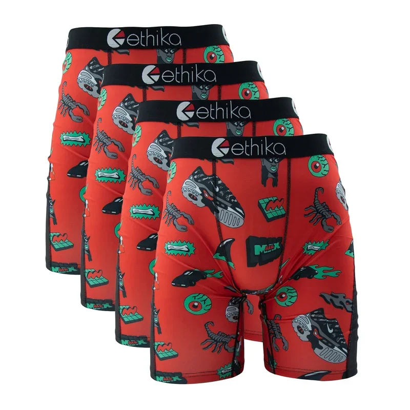 4PCs Ethika Fashion Sexy Men Underwear Boxer Shorts Hot Shark Printed Panties Lingerie Man Underpants Boxershorts Boxers Briefs