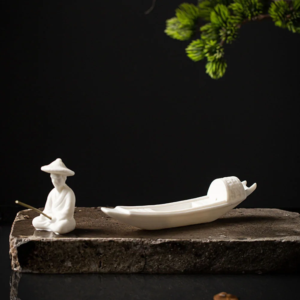 

1Pcs Ancient Fishing Boat Decorative Craft Miniature Ornament for Desktop Home Office Aquarium Micro Scene Boat Model