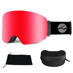 LOCLE Ski Goggles Women Men Ski Mask OTG Cylindrical Skiing Eyewear UV400 Protection Over The Glasses Double Layers Anti-Fog