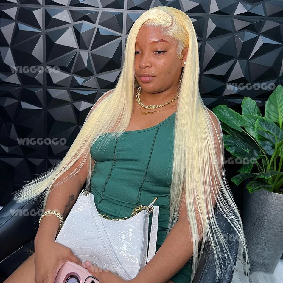 

Wiggogo Blonde 613 Straight 13X4 13X6 Lace Front Wig 100% Human Hair 200 Density Pre Plucked Brazilian Lace Frontal Colored Wigs