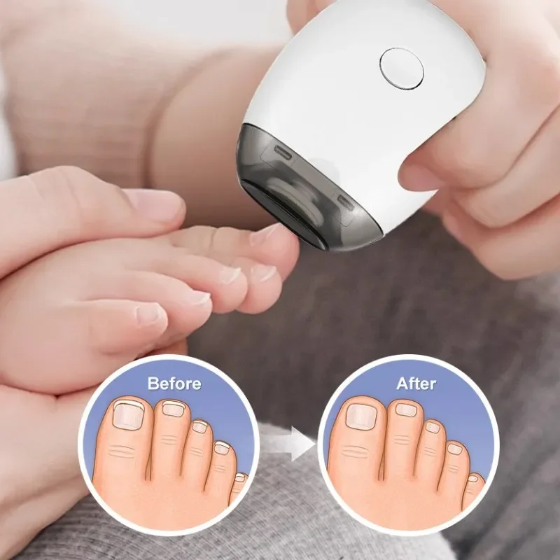 Coupe-ongles électrique, technologie sans douleur, Rechargeable, automatique, pour les ongles et les pieds, avec lumière LED, Port de tête de meulage