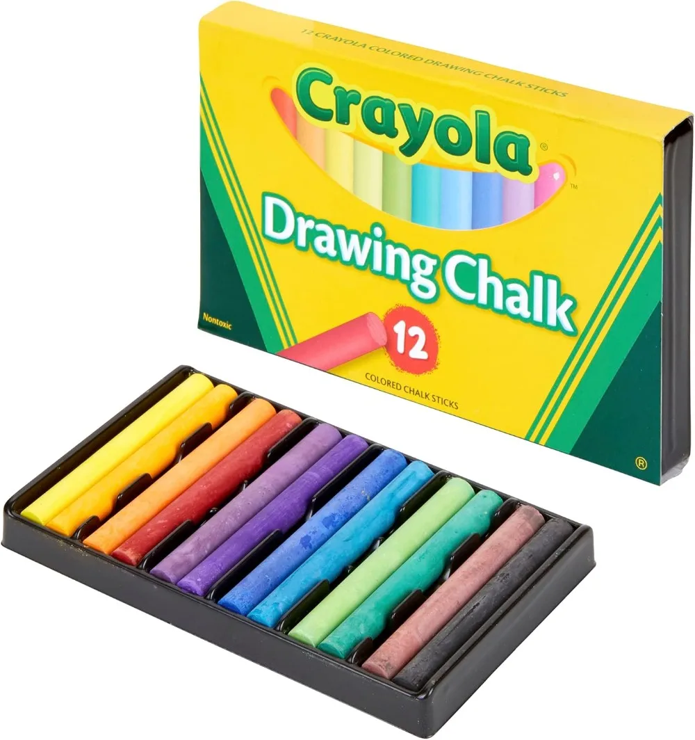 12 Assorted Colors Drawing Chalk, 12 Sticks/Set for Vibrant Art
