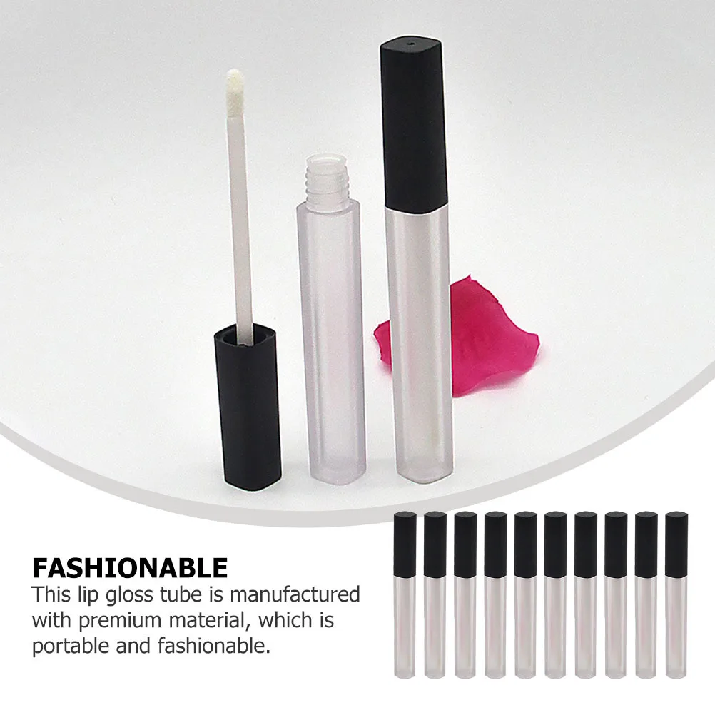 Bouteilles de rouge à lèvres carrées vides, Tube de brillant à lèvres, conteneur de baume à lèvres en plastique, Portable et léger, échantillon de bricolage, utilisation en voyage, 10 pièces