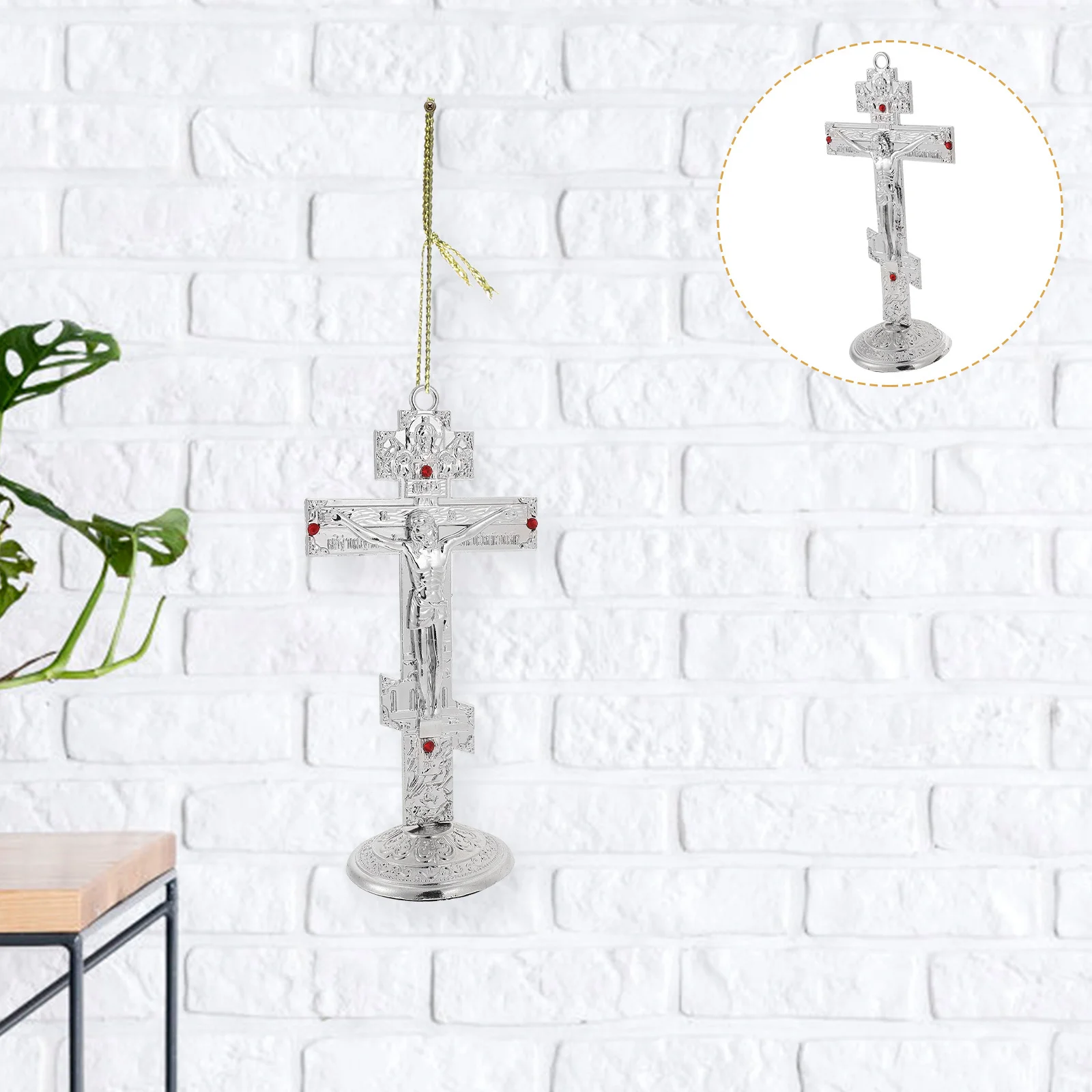

Retro Metal Cross Wall Decor Stainless Steel Rhinestone Rubber Home Office Religious Decoration Gothic Cross Wall Hanging