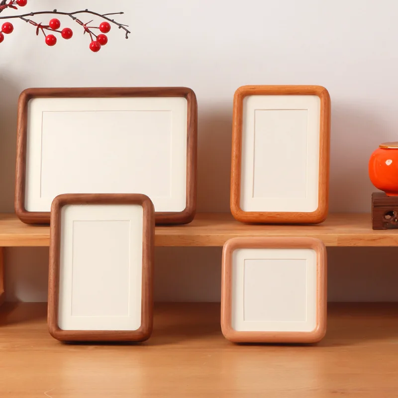A4 A3 Solid Wood Black Walnut/Teak Frame High-Quality Mortise and Tenon Picture Frame Couple Photo Display Stand Home Decor