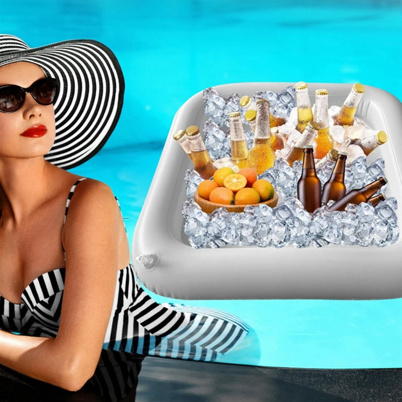 Inflatable Pool Drink Float Tray Portable Large Capacity Drink Float Tray for Beach Party Supplies Ice Serving Buffet Bar