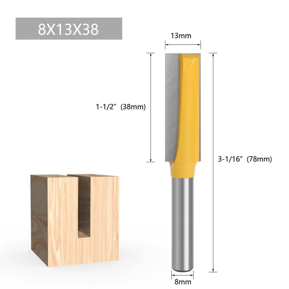 LAVIE 1 Stück 8 mm Schaftfräser zur Bodenreinigung, verlängerter langer Holzfräser, gelb, C080061 – Detail 7