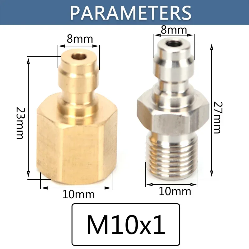 2szt 1/8BSPP 1/8NPT M10x1 Szybkozłącze 8mm Głowica wypełniająca Szybkozłącza Wysokociśnieniowe złączki Gniazdo pneumatyczne 30Mpa