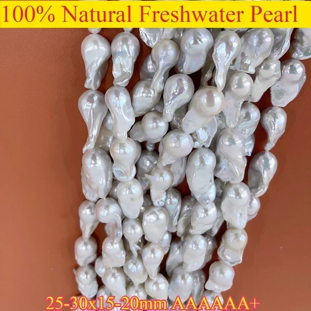

25-30x15-20mm 6A Polished Natural White Freshwater Pearl Irregular Baroque Bead Jewelry Make DIY Necklace Bracelet Accessories