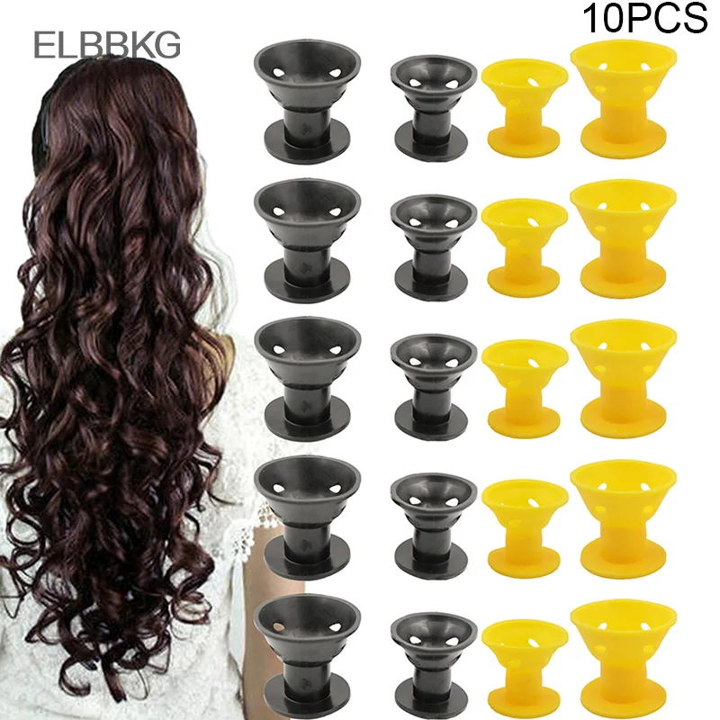 

10pcs Heatless Hair Curlers No Heat Hair Rollers Soft Silicone Curls Sleeping Lazy Curling Rods Wave Formers Hair Styling Tools