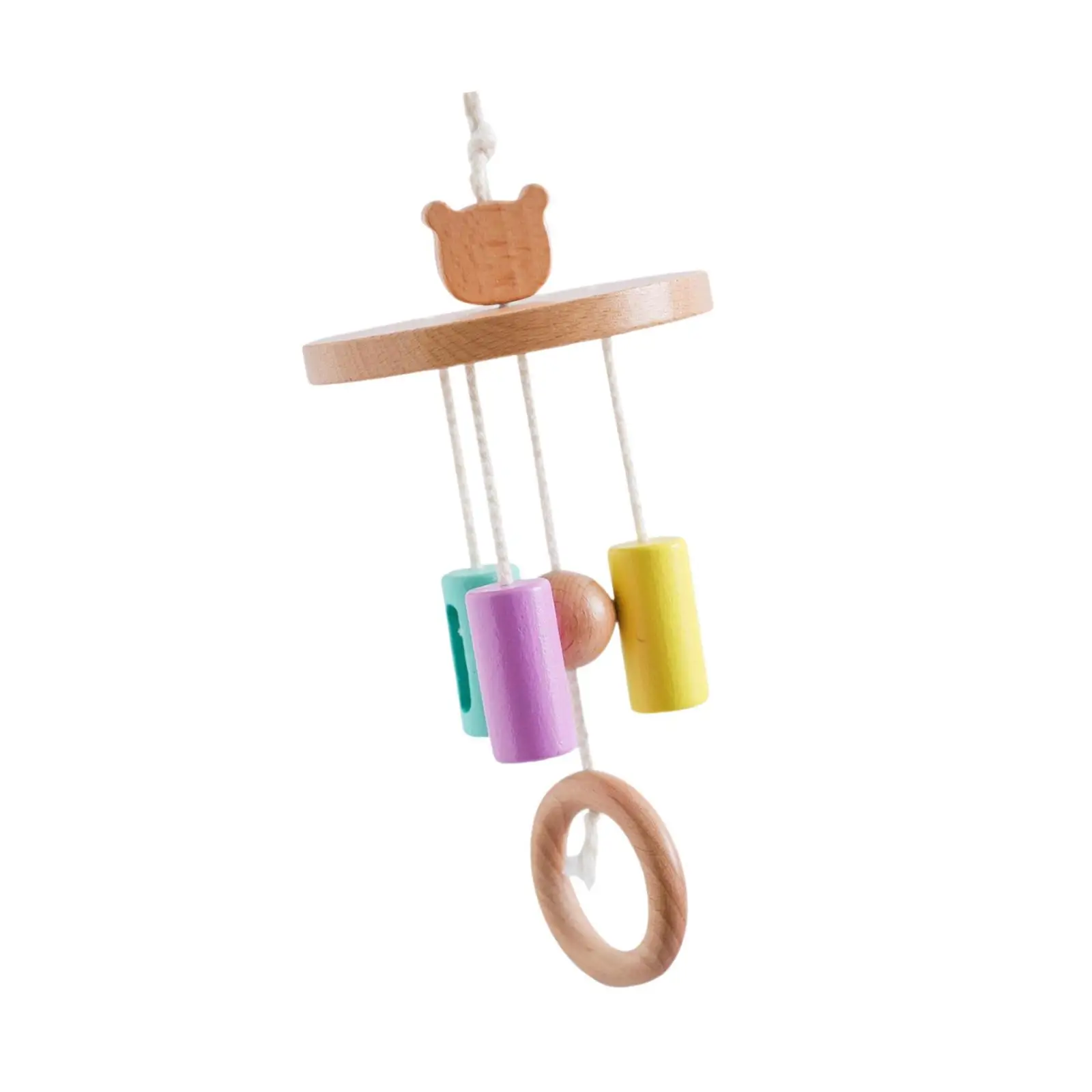 Wooden Baby Crib Mobile Sensory Toy Cute Hanging Bed Bell Toy Nursery Decoration Nursery Mobile for Baby Girls Boys Kids Gift