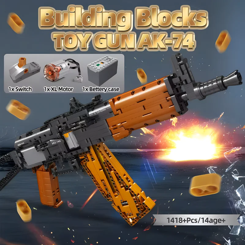 Mould King 14020 Technical AK47 Battle Rifle Simulation Gun Model Building Blocks Military Weapon Bricks Toys Set for Kids Gifts