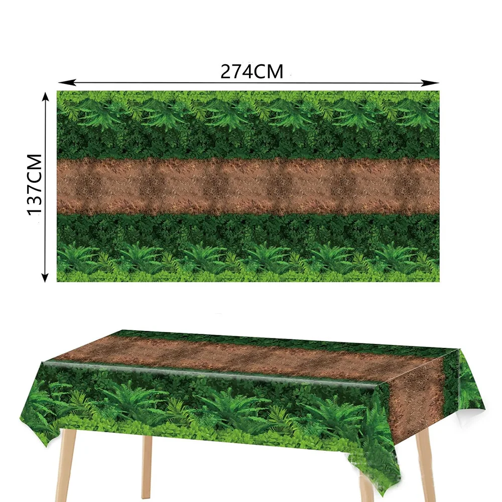 Forest Path Tablecloth Dinosaur Party Table Covers Woodland Birthday Party Supplies Safari Jungle Party Decoration Baby Shower