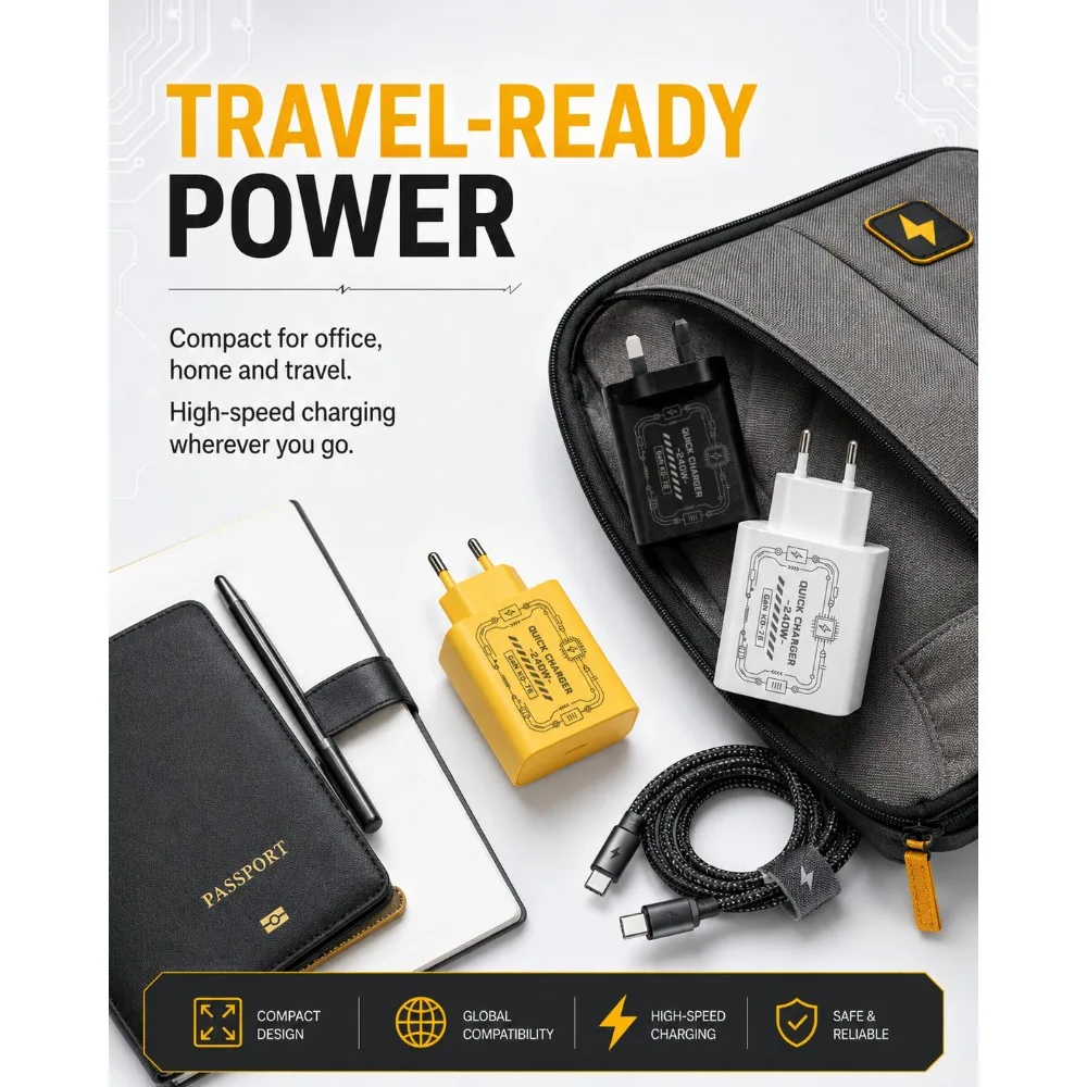 240W Mechanical Style GAN Multi Port USB Travel Fast Charging Power Adapter EU US Plug Yellow Black White for Multiple Devices