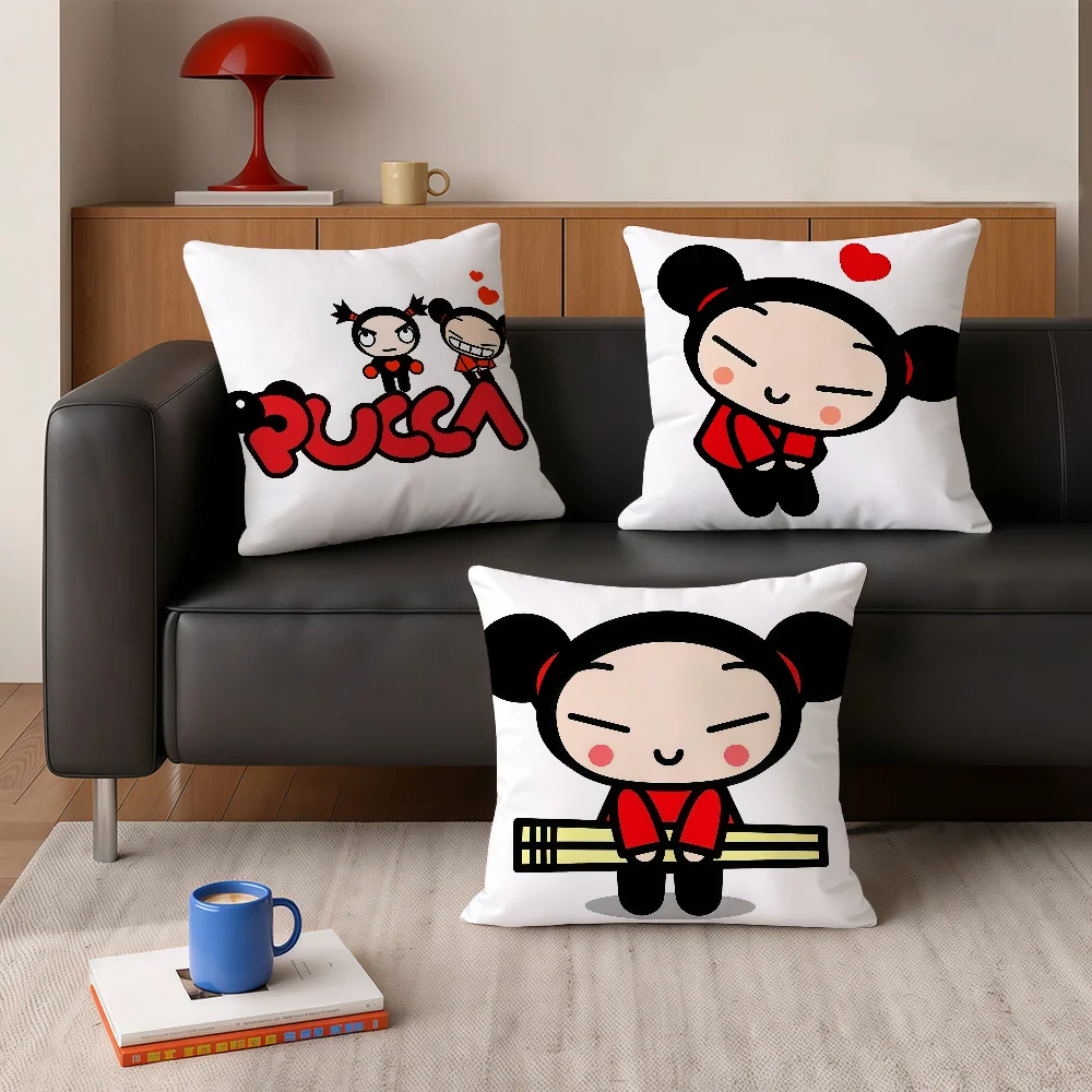 P-Pucca Cartoon cushion cover Square Office Bedroom Headboard Sofa Living Room Backrest Cushions Sleeping