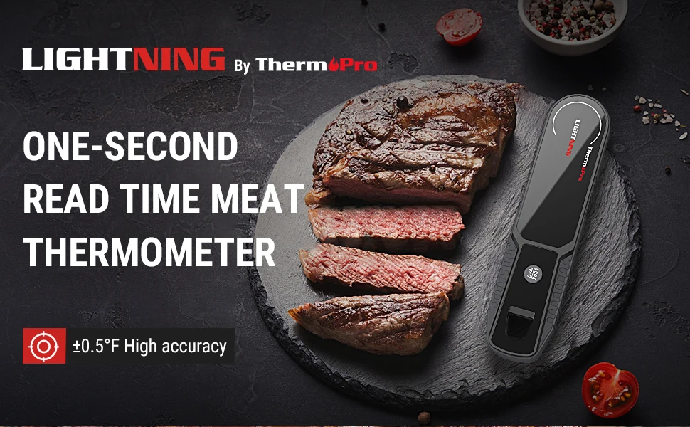 ThermoPro TP19H Termometro digitale per carne per cucinare con retroilluminazione ambidestra, impermeabile per alimenti da cucina BBQ Grill Affumicatore Olio per friggere Caramelle Lettura istantanea