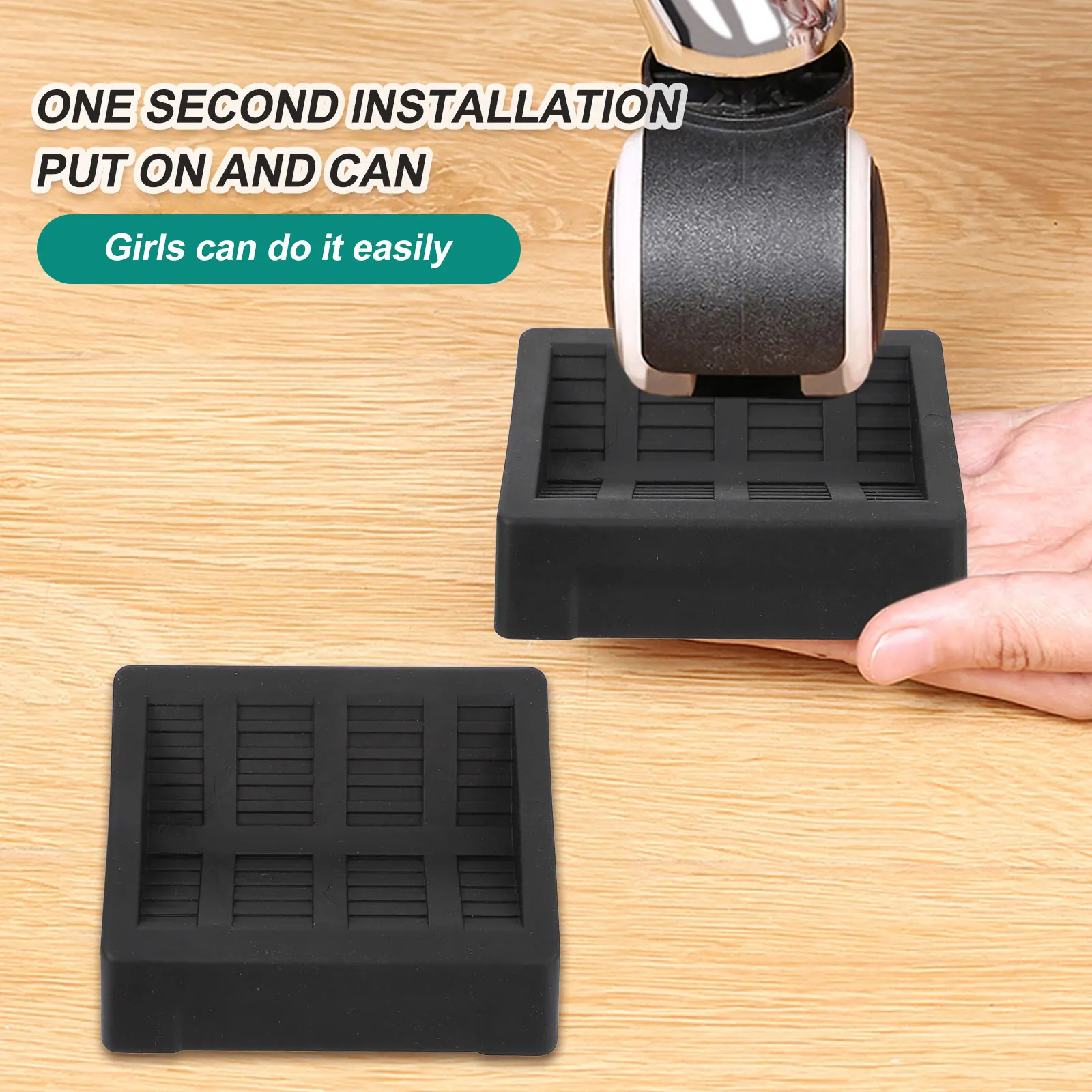 

8 Pcs Universal Wheel Holder Anti-slip Pad Non-skid Furniture Leg Caps Rubber Sofa Feet Pads