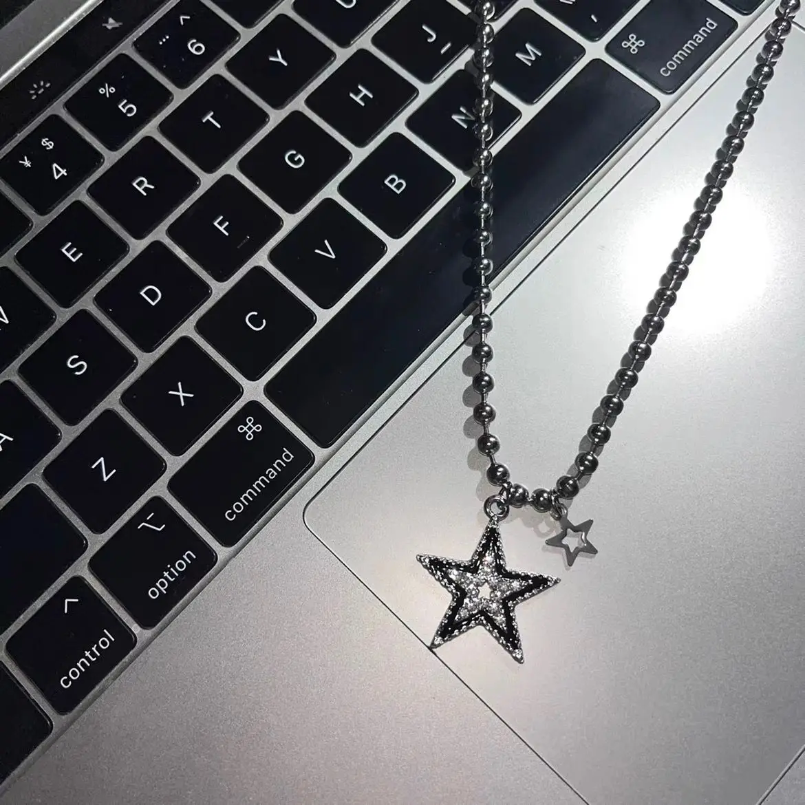 Vintage Stainless Steel Zircon Star Pendant Round Chain Necklace for Women Girl Korean Fashion Punk Y2K Jewelry Accessories