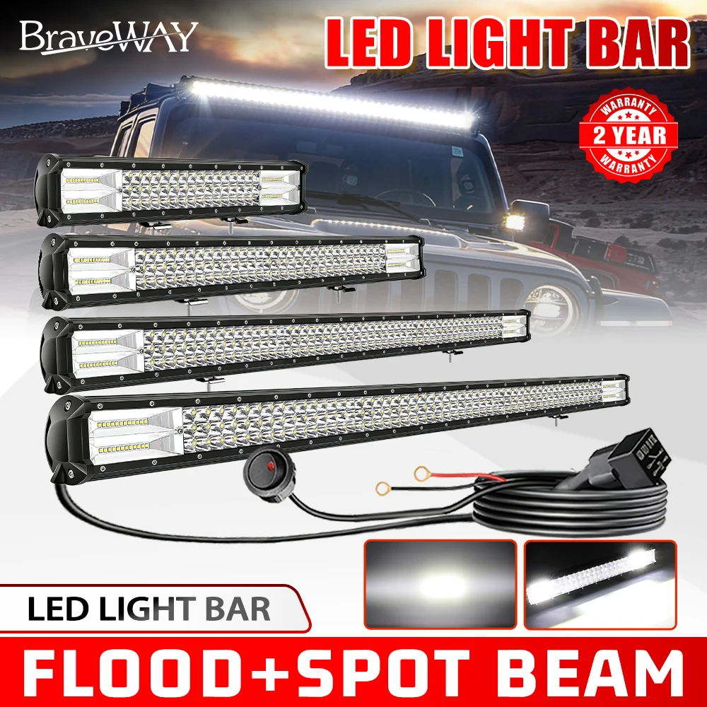 

Светодиодная балка HAOLIDE, 3 ряда, 6000K, белый свет, точечный и рассеянный свет, 20/26 дюймов, с комплектом проводов, для грузовиков, внедорожников, квадроциклов, 4x4, для использования вне дорог