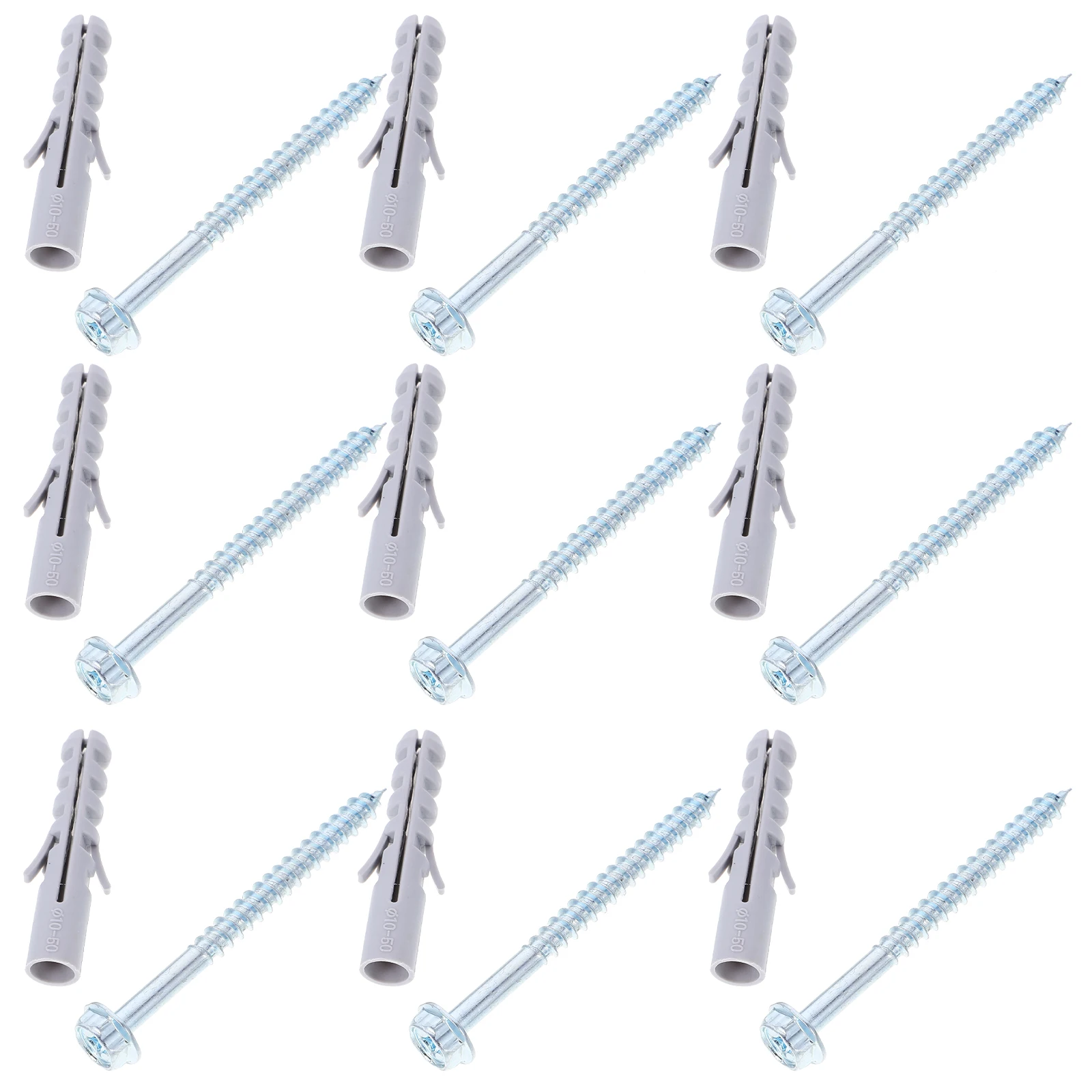 

10 Sets Wall Bracket Anchors Drywall Mounting Expansion Screws 10x50 Pegs 6x70 Bolts Sturdy Materials Wide Applications Safe