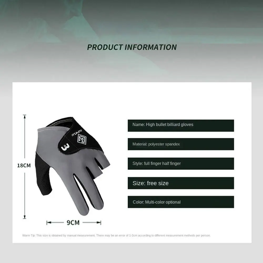1pc 3 Fingers Show Billiards Gloves Breathable Anti-slip Pool Gloves Wear-resistant Snooker Cue Sport Glove for Left Hand