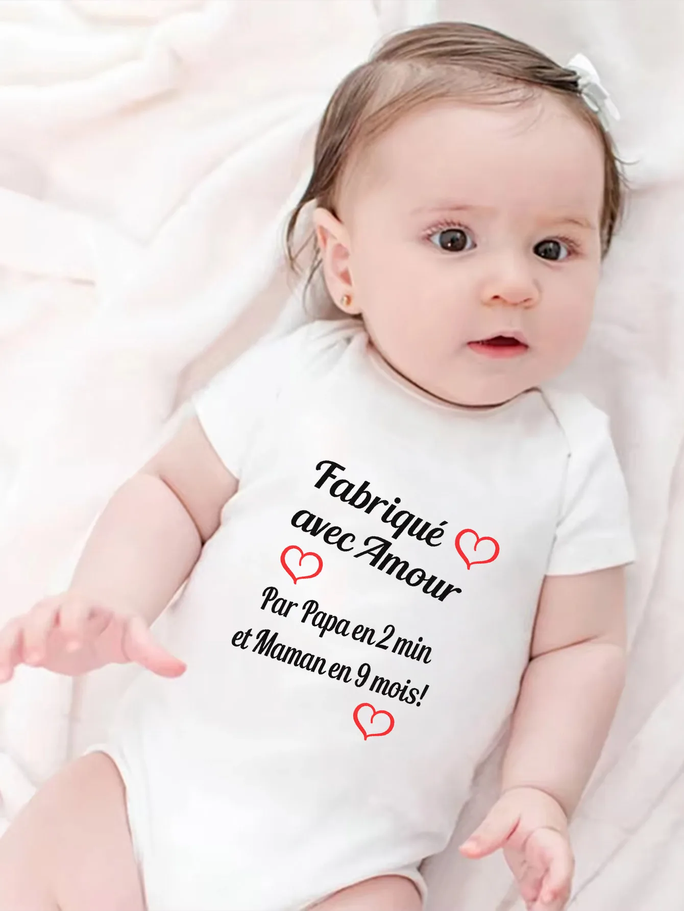 [Baby Romper Bodysuit] 1pc Funny Newborn Unisex Bodysuit - Made with Love Dad in 2 Min and Mom in 9 Pattern Baby Romper Infant