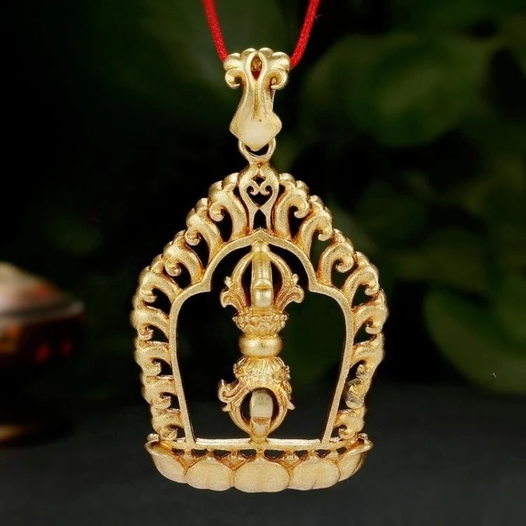 Retro Five Pronged Vajra Hanging Ornament Classic Pattern Metal Craft Men Car Pendant Decor