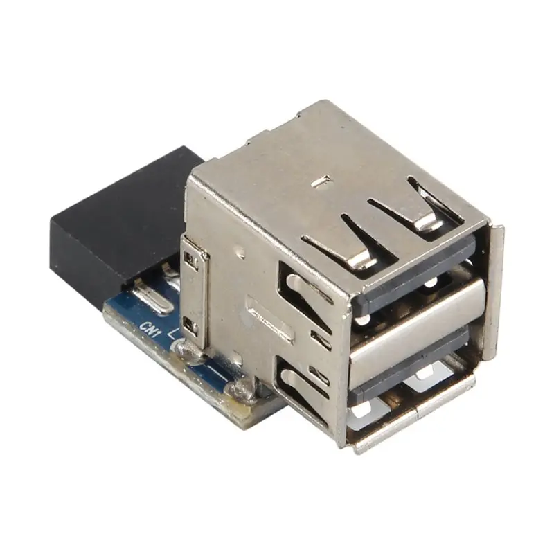A72T 9-Pin Motherboard To Dual USB 2.0 Connector Black Motherboard To 2 Ports USB 2.0 A Female Internal Header Adapter