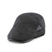 Spring, Autumn And Winter Peaked Cap For Men And Women Advance Hats Stitching Pu British Retro Plaid Beret Simple Fashion