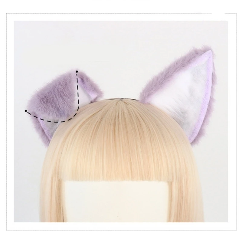 Women Lovely Foxes Ear Hairband Cosplay Anime Character Hairband Halloween Masquerades Role Play Plush Headbands for Teens Girl