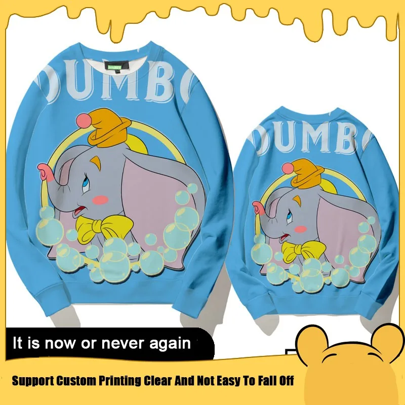 Disney Dumbo Co-named Hoodie Women's New Spring Crew-neck Clothes Loose All Match Children's Coats