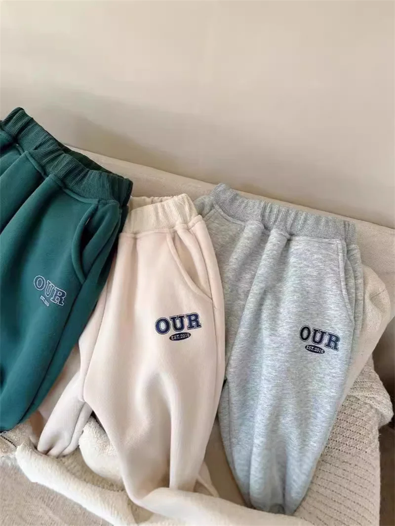 Kinder Fleece-Gefütterte Sets Herbst Jungen Mädchen Dicke Warme Anzüge Baby Sweatshirts+Jogginghosen 2-teilig Winter Kinderkleidung Outfits 2-8 Jahre – Detail 11