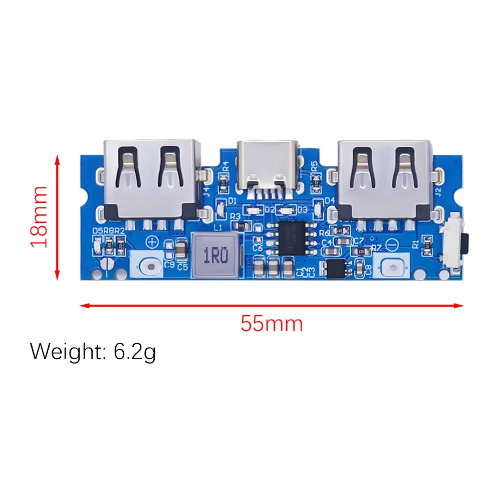 Accessori per Power Bank mobili per telefono fai da te Micro/Type-C USB 5V 2.4A Dual USB 18650 Boost Battery Charger Board